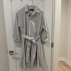 Ralph Lauren Blue and White Belted Dress